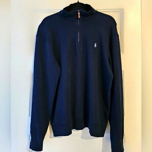 Polo by Ralph Lauren Men's Navy Blue Long Sleeve Pull Over 1/4 Zip sz large - Picture 1 of 7